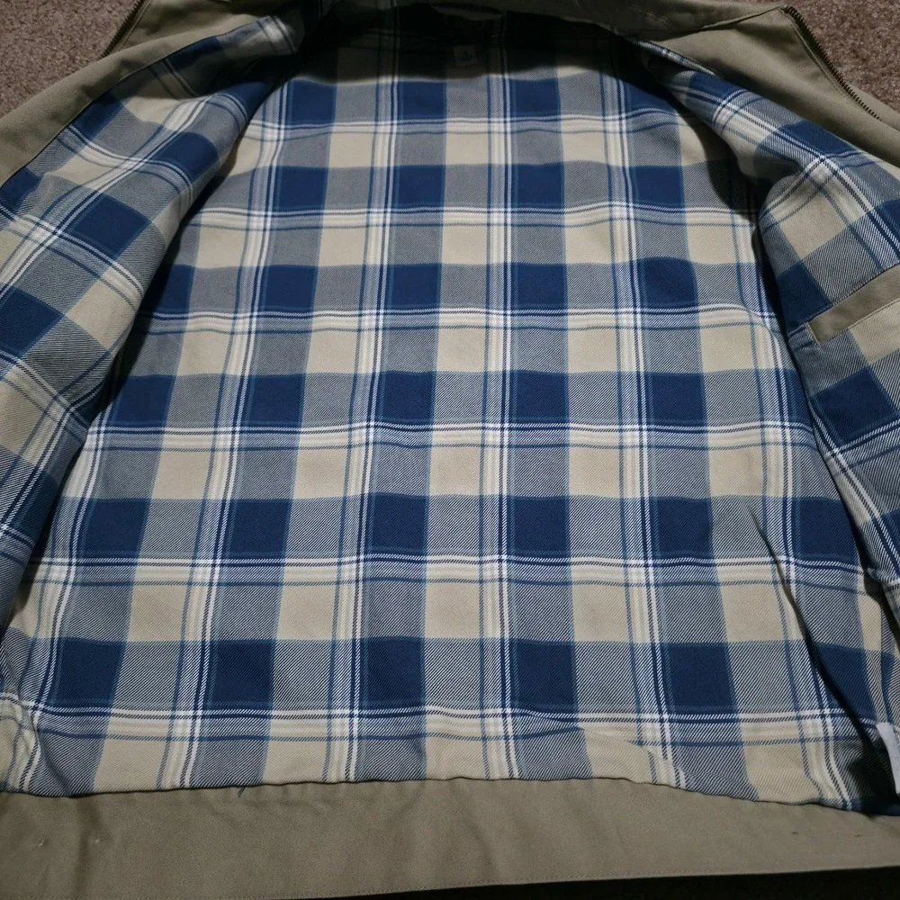 J Crew Flannel Lined Chino Work Harrington Jacket in Dusty Khaki Mens Medium